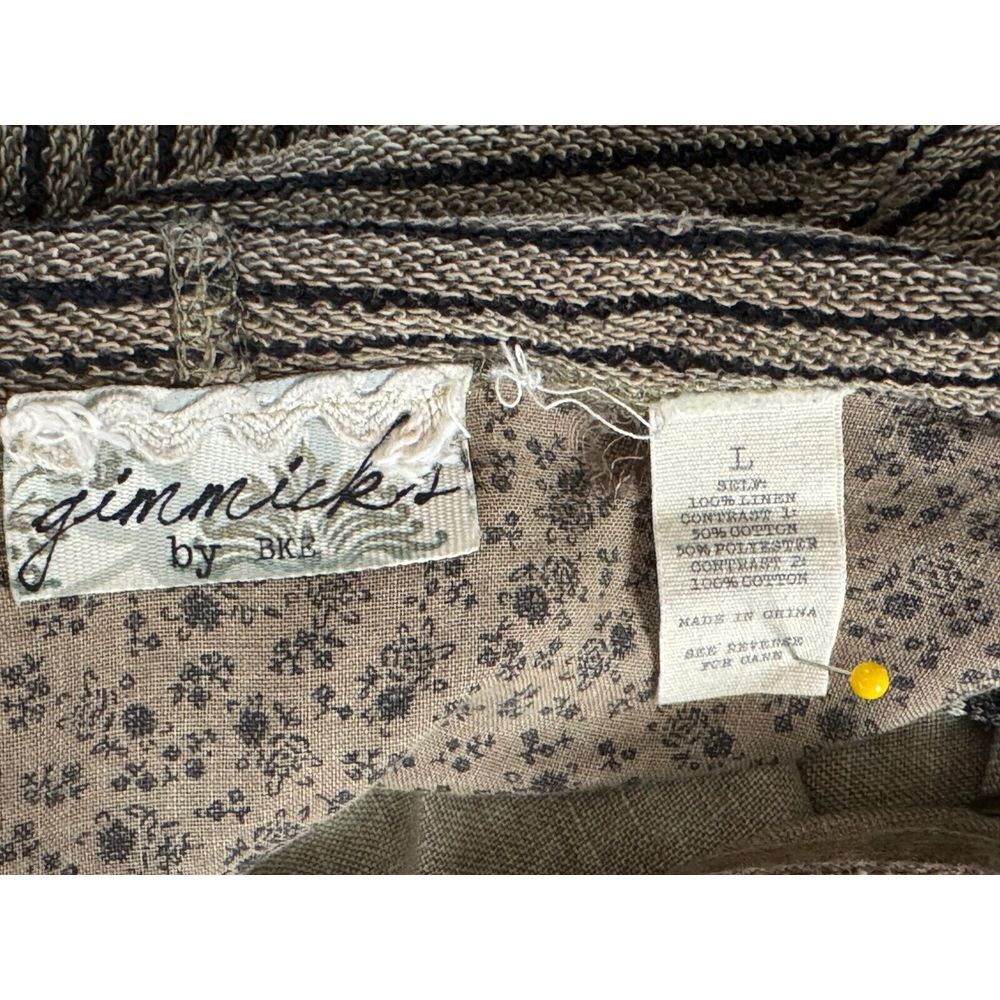 BKE Gimmicks Lagenlook Linen Wrap Jacket‎ Women L Green Lace Long Sleeve Hoodie - Picture 6 of 14